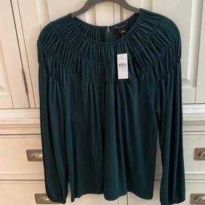 NWT AnnTaylor Dark Green Blouse Sz Small.